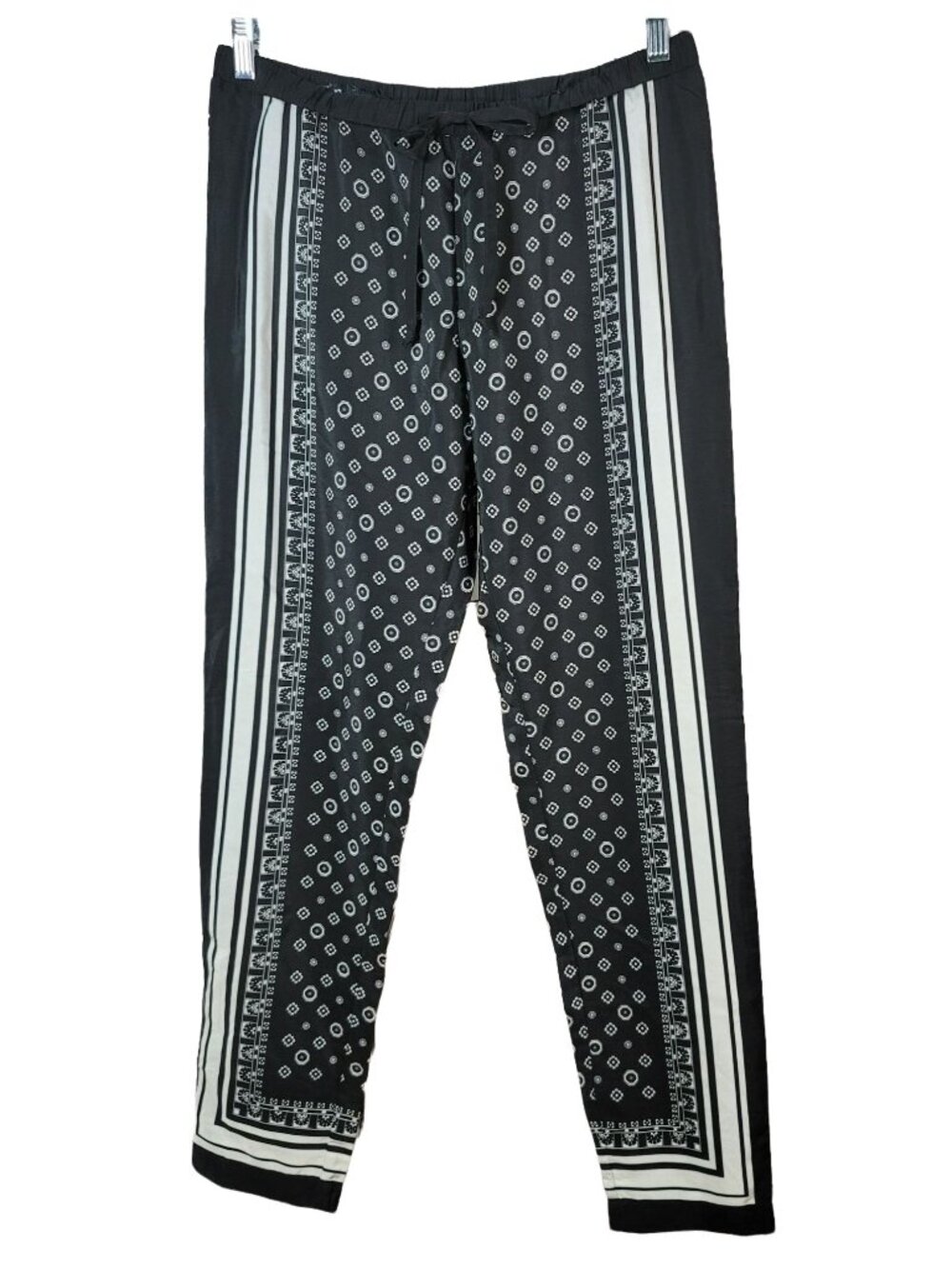 BeBop Women Boho Wide Leg Pants Black Medium Elastic Pull On Hippie Festival